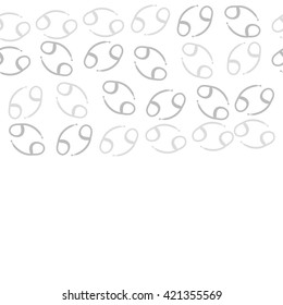 Seamless horizontal pattern  of zodiac signs, doodles, object,cancer, copy space. Hand drawn.