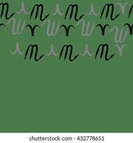 Seamless horizontal  pattern of zodiac signs, doodles,  object,aries,scorpio, copy space. Hand drawn.