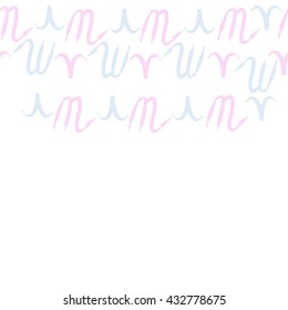 Seamless horizontal  pattern of zodiac signs, doodles,  object,aries,scorpio, copy space. Hand drawn.