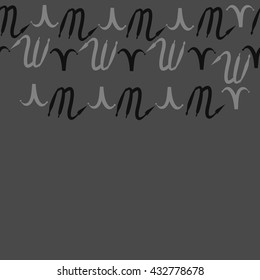 Seamless horizontal  pattern of zodiac signs, doodles,  object,aries,scorpio, copy space. Hand drawn.