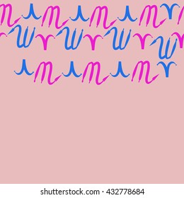 Seamless horizontal  pattern of zodiac signs, doodles,  object,aries,scorpio, copy space. Hand drawn.