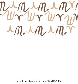 Seamless horizontal  pattern of zodiac signs, doodles,  object,aries,scorpio, copy space. Hand drawn.