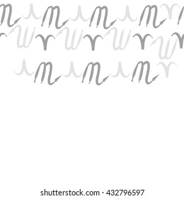 Seamless horizontal  pattern of zodiac signs, doodles,  object,aries,scorpio, copy space. Hand drawn.