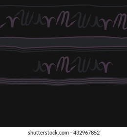 Seamless horizontal  pattern of zodiac signs, doodles,  object,aries,scorpio,stripes, spot, copy space. Hand drawn.