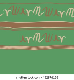 Seamless horizontal  pattern of zodiac signs, doodles,  object,aries,scorpio,stripes, spot, copy space. Hand drawn.