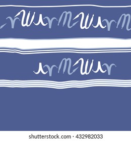 Seamless horizontal  pattern of zodiac signs, doodles,  object,aries,scorpio,stripes, spot, copy space. Hand drawn.
