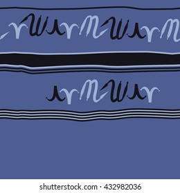 Seamless horizontal  pattern of zodiac signs, doodles,  object,aries,scorpio,stripes, spot, copy space. Hand drawn.