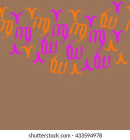 Seamless horizontal  pattern of zodiac signs, doodles,  object,aries,virgo, copy space. Hand drawn.