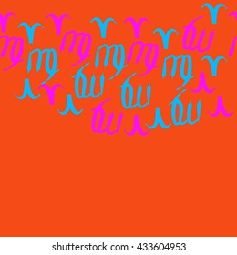 Seamless horizontal  pattern of zodiac signs, doodles,  object,aries,virgo, copy space. Hand drawn.