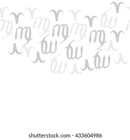 Seamless horizontal  pattern of zodiac signs, doodles,  object,aries,virgo, copy space. Hand drawn.