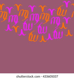 Seamless horizontal  pattern of zodiac signs, doodles,  object,aries,virgo, copy space. Hand drawn.