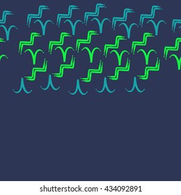 Seamless  horizontal  pattern of zodiac signs, doodles,  object,aries,aquarius, copy space. Hand drawn.