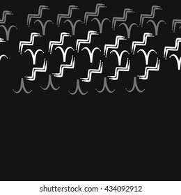Seamless  horizontal  pattern of zodiac signs, doodles,  object,aries,aquarius, copy space. Hand drawn.