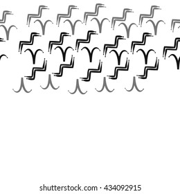 Seamless  horizontal  pattern of zodiac signs, doodles,  object,aries,aquarius, copy space. Hand drawn.