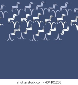 Seamless  horizontal  pattern of zodiac signs, doodles,  object,aries,aquarius, copy space. Hand drawn.