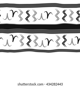 Seamless  horizontal  pattern of zodiac signs, doodles,  object,aries,aquarius, stripes,spot, copy space. Hand drawn.