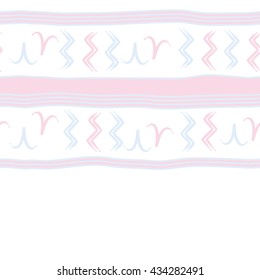 Seamless  horizontal  pattern of zodiac signs, doodles,  object,aries,aquarius, stripes,spot, copy space. Hand drawn.
