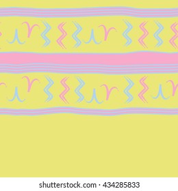 Seamless  horizontal  pattern of zodiac signs, doodles,  object,aries,aquarius, stripes,spot, copy space. Hand drawn.
