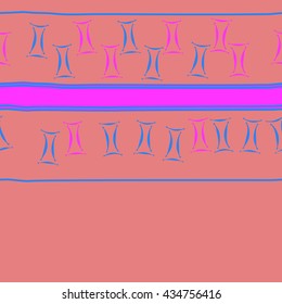 Seamless  horizontal  pattern of zodiac signs, doodles,  object,gemini, spot,stripes, copy space. Hand drawn.