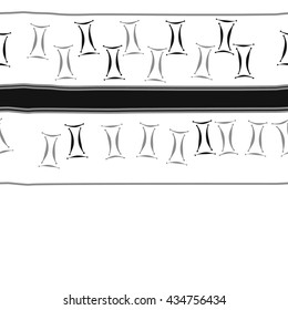 Seamless  horizontal  pattern of zodiac signs, doodles,  object,gemini, spot,stripes, copy space. Hand drawn.