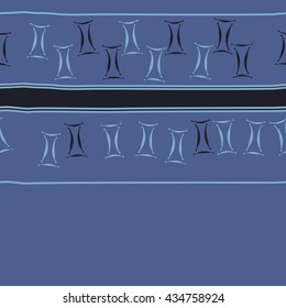 Seamless  horizontal  pattern of zodiac signs, doodles,  object,gemini, spot,stripes, copy space. Hand drawn.
