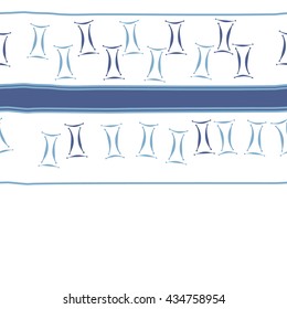Seamless  horizontal  pattern of zodiac signs, doodles,  object,gemini, spot,stripes, copy space. Hand drawn.