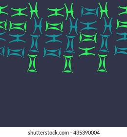 Seamless   horizontal   pattern of zodiac signs, doodles,  object,gemini,pisces, copy space. Hand drawn.