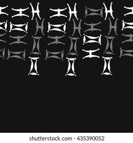 Seamless   horizontal   pattern of zodiac signs, doodles,  object,gemini,pisces, copy space. Hand drawn.