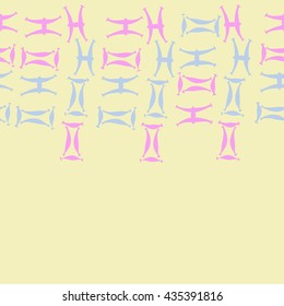 Seamless   horizontal   pattern of zodiac signs, doodles,  object,gemini,pisces, copy space. Hand drawn.