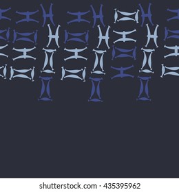 Seamless   horizontal   pattern of zodiac signs, doodles,  object,gemini,pisces, copy space. Hand drawn.