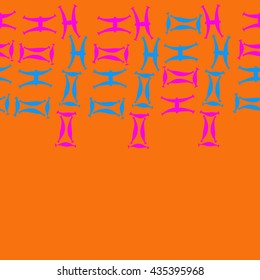 Seamless   horizontal   pattern of zodiac signs, doodles,  object,gemini,pisces, copy space. Hand drawn.
