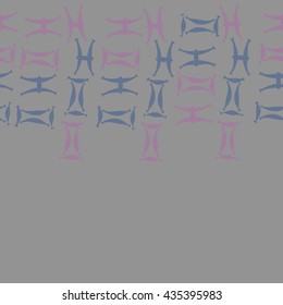 Seamless   horizontal   pattern of zodiac signs, doodles,  object,gemini,pisces, copy space. Hand drawn.