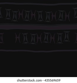 Seamless horizontal pattern of zodiac signs, doodles,  object,gemini,pisces, stripes, copy space. Hand drawn.