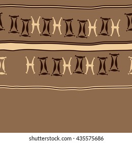 Seamless horizontal pattern of zodiac signs, doodles,  object,gemini,pisces, stripes, copy space. Hand drawn.