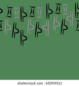 Seamless  horizontal pattern of zodiac signs, doodles,  object,gemini,libra, copy space. Hand drawn.
