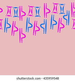 Seamless  horizontal pattern of zodiac signs, doodles,  object,gemini,libra, copy space. Hand drawn.