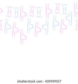 Seamless  horizontal pattern of zodiac signs, doodles,  object,gemini,libra, copy space. Hand drawn.