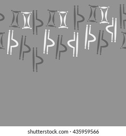 Seamless  horizontal pattern of zodiac signs, doodles,  object,gemini,libra, copy space. Hand drawn.