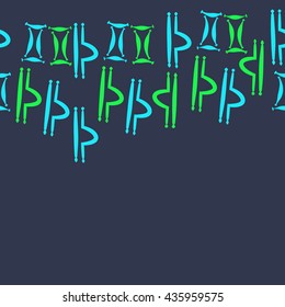 Seamless  horizontal pattern of zodiac signs, doodles,  object,gemini,libra, copy space. Hand drawn.