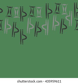 Seamless  horizontal pattern of zodiac signs, doodles,  object,gemini,libra, copy space. Hand drawn.