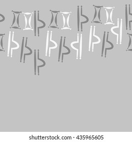 Seamless  horizontal pattern of zodiac signs, doodles,  object,gemini,libra, copy space. Hand drawn.