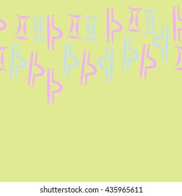 Seamless  horizontal pattern of zodiac signs, doodles,  object,gemini,libra, copy space. Hand drawn.