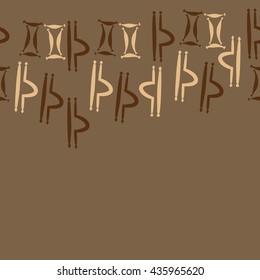 Seamless  horizontal pattern of zodiac signs, doodles,  object,gemini,libra, copy space. Hand drawn.