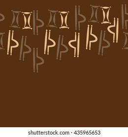 Seamless  horizontal pattern of zodiac signs, doodles,  object,gemini,libra, copy space. Hand drawn.