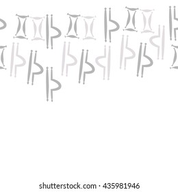Seamless  horizontal pattern of zodiac signs, doodles,  object,gemini,libra, copy space. Hand drawn.