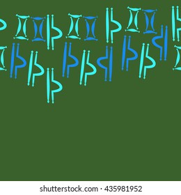 Seamless  horizontal pattern of zodiac signs, doodles,  object,gemini,libra, copy space. Hand drawn.