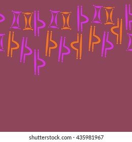 Seamless  horizontal pattern of zodiac signs, doodles,  object,gemini,libra, copy space. Hand drawn.