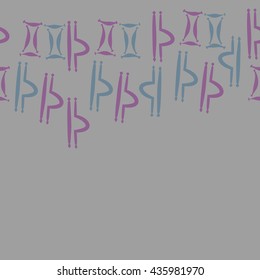 Seamless  horizontal pattern of zodiac signs, doodles,  object,gemini,libra, copy space. Hand drawn.