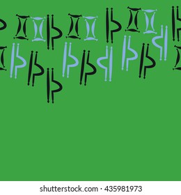 Seamless  horizontal pattern of zodiac signs, doodles,  object,gemini,libra, copy space. Hand drawn.