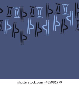 Seamless  horizontal pattern of zodiac signs, doodles,  object,gemini,libra, copy space. Hand drawn.